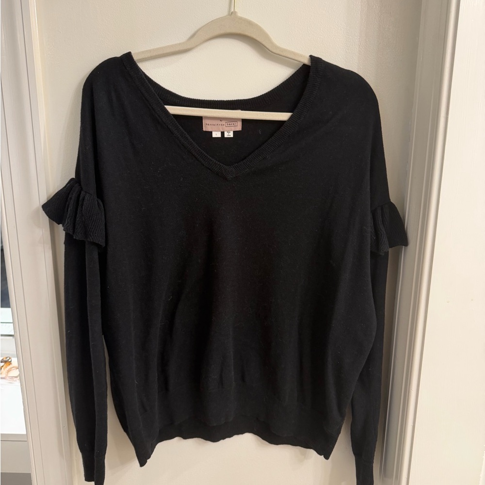 Anthropologie Ruffle V Neck Sweater